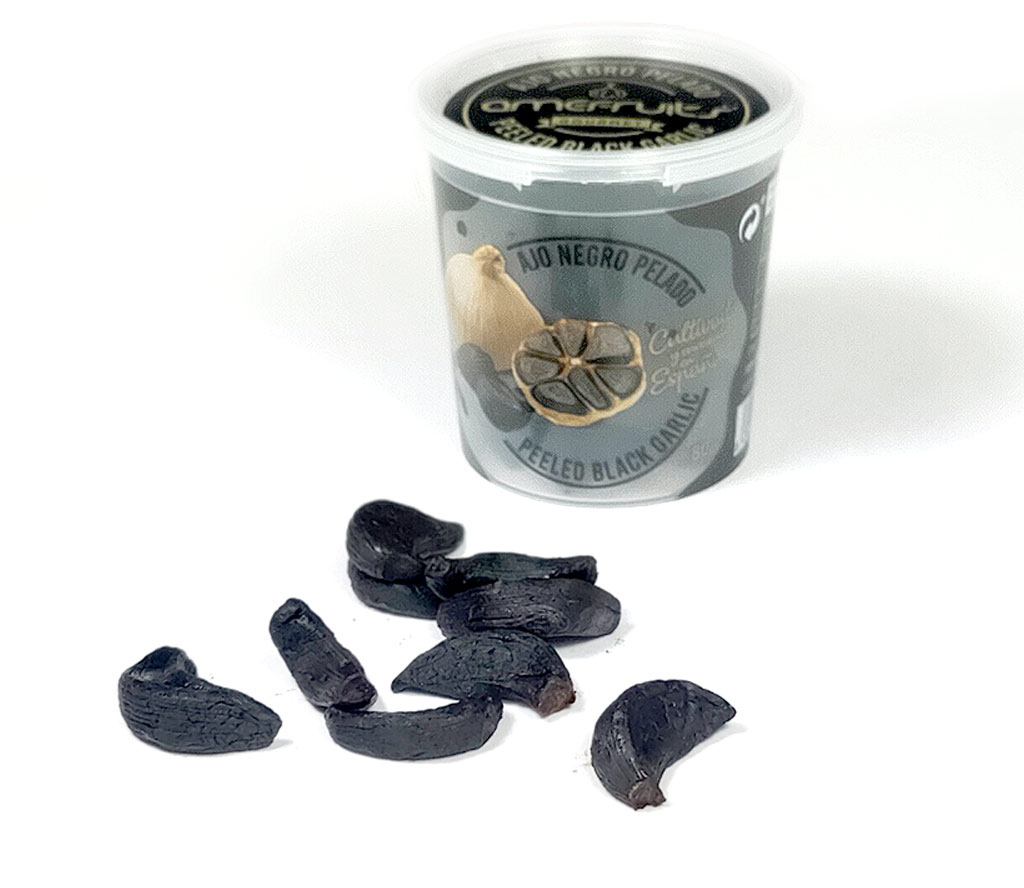 Peeled Black Garlic Tub 80 g. - amefruits.es